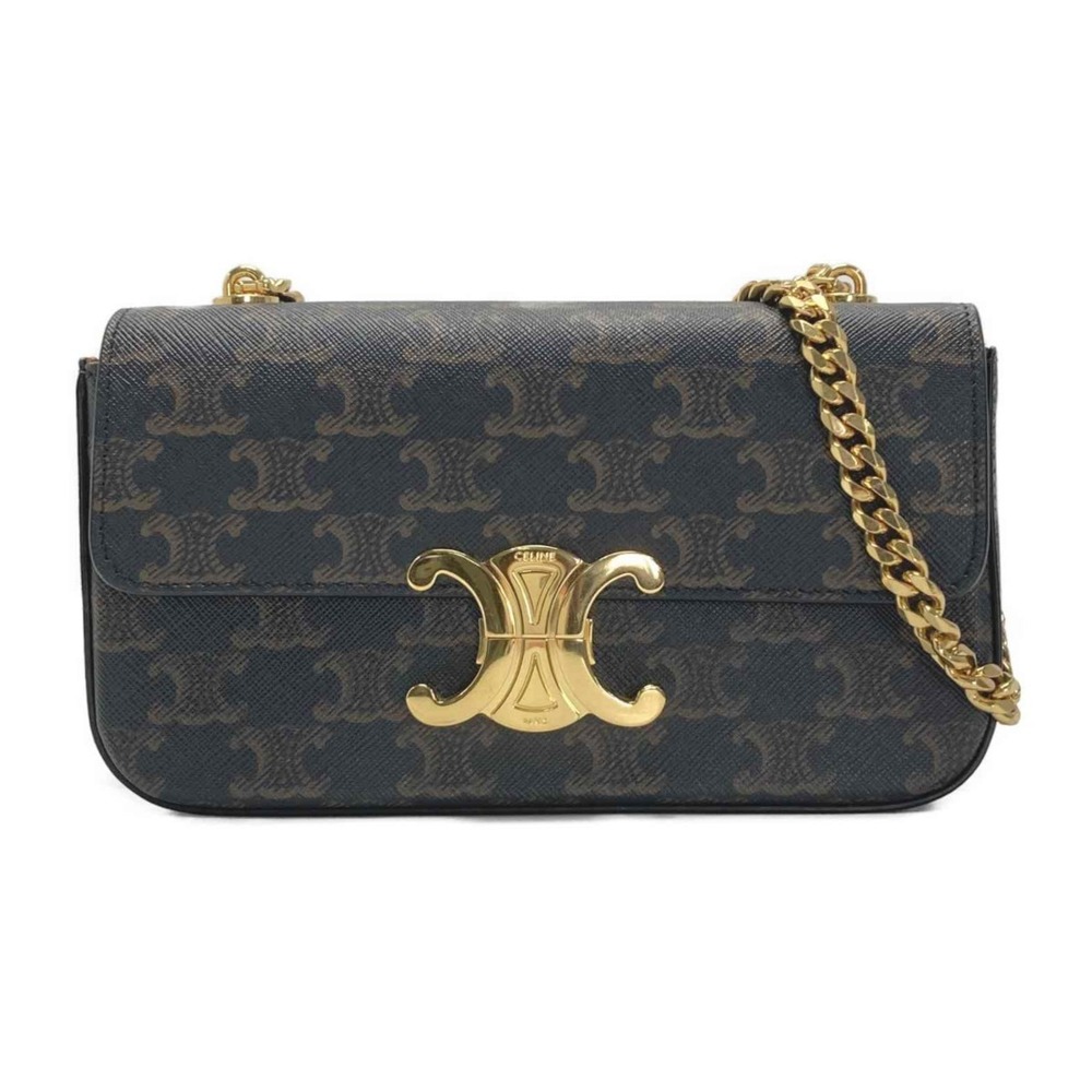 Celine Triomphe Chain Shoulder Bag Black Handbag